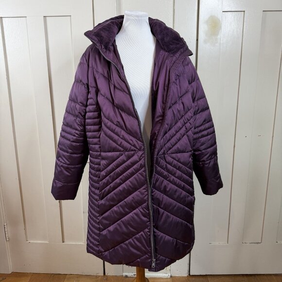 Lands End Womens Parka Size 2X Purple Full Zip Hooded (missing faux fur) Gorp - Picture 3 of 10